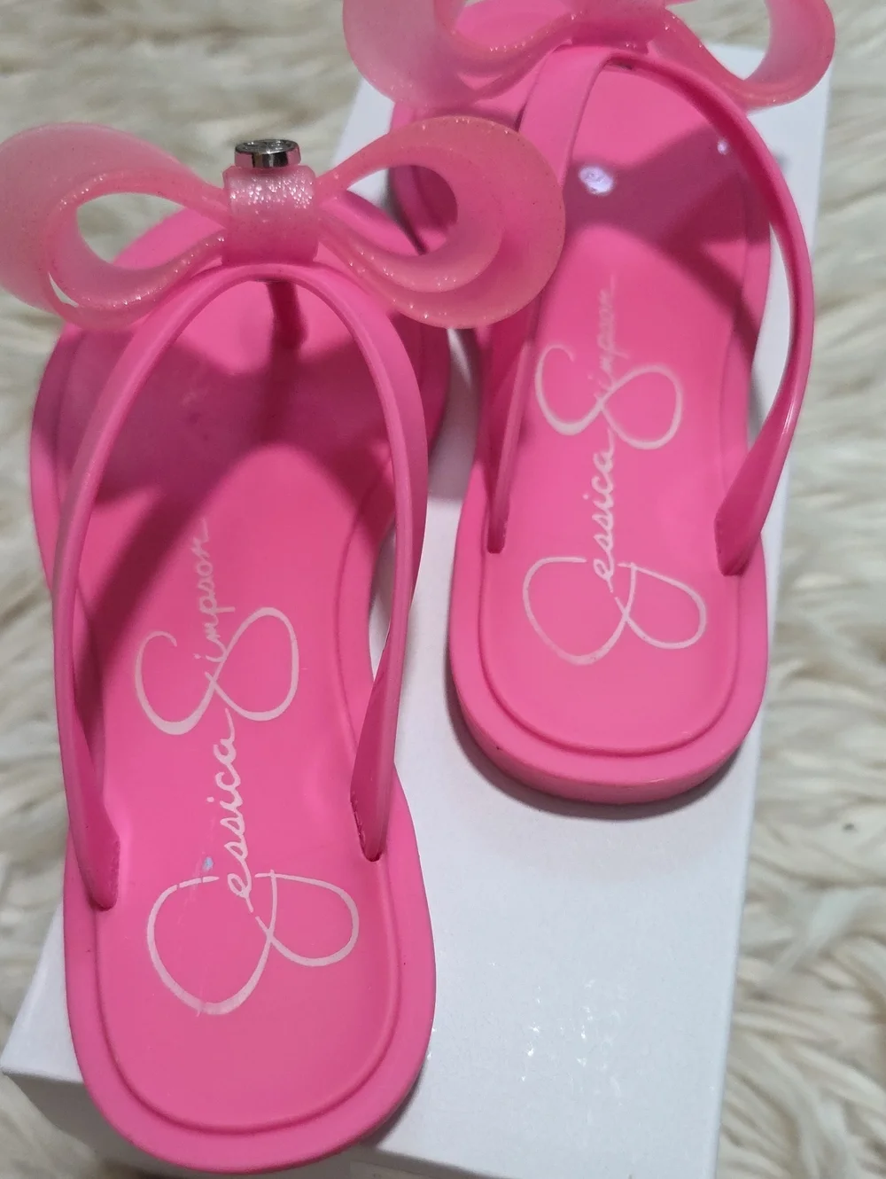 Jessica Simpson Pink Jelly Bow Thong Sandals- 11 Toddler